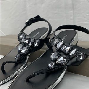 Franco Sarto jeweled flat sandals